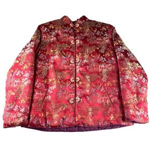 Kat Street Vintage Made in Hong Kong Chinese Asian Red Satin Jacket  Women's XL